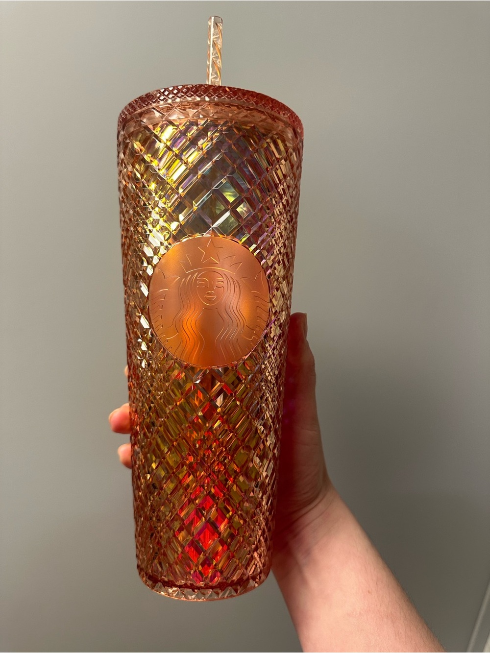 Starbucks Rose Gold Iridescent Studded Tumbler with Straw